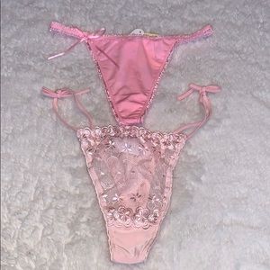 Two pink thong panties